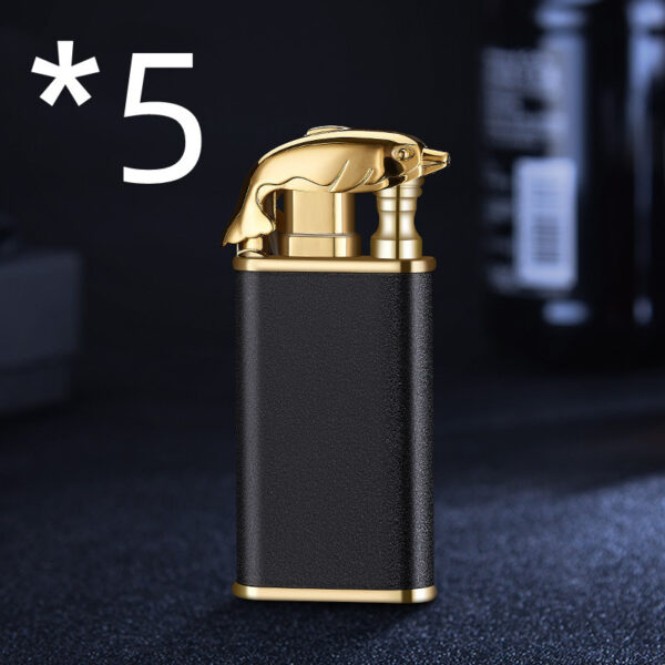 Creative Blue Flame Lighter Dolphin Dragon Tiger Double Fire Metal Winproof Lighter Inflatable Lighter - Image 2