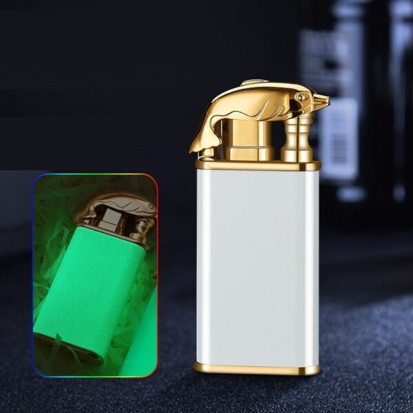 Creative Blue Flame Lighter Dolphin Dragon Tiger Double Fire Metal Winproof Lighter Inflatable Lighter - Image 9