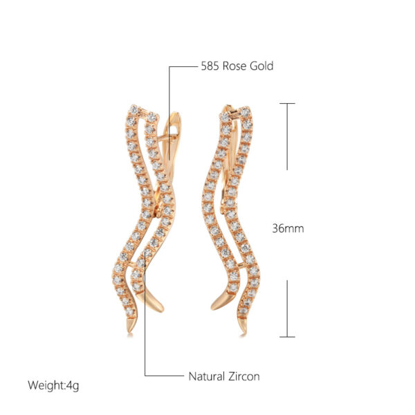 Zircon Geometric Earrings Temperament 585 Rose Gold - Image 5