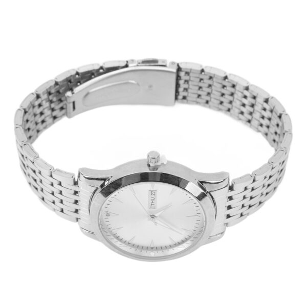 Quartz Men Watch Commercial Dual Date Stylish Classic Quartz Stainless Steel Dress Watch Silver - Image 8